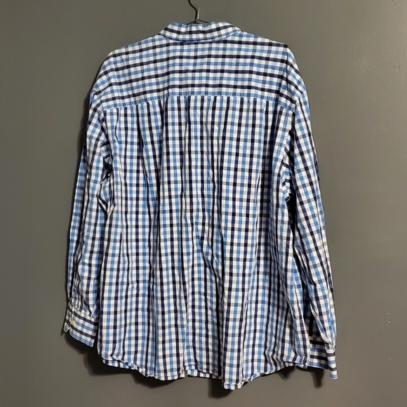 Izod Mens Shirt Size 3XL Blue White Plaid Long Sleeve Button Down - Picture 5 of 6